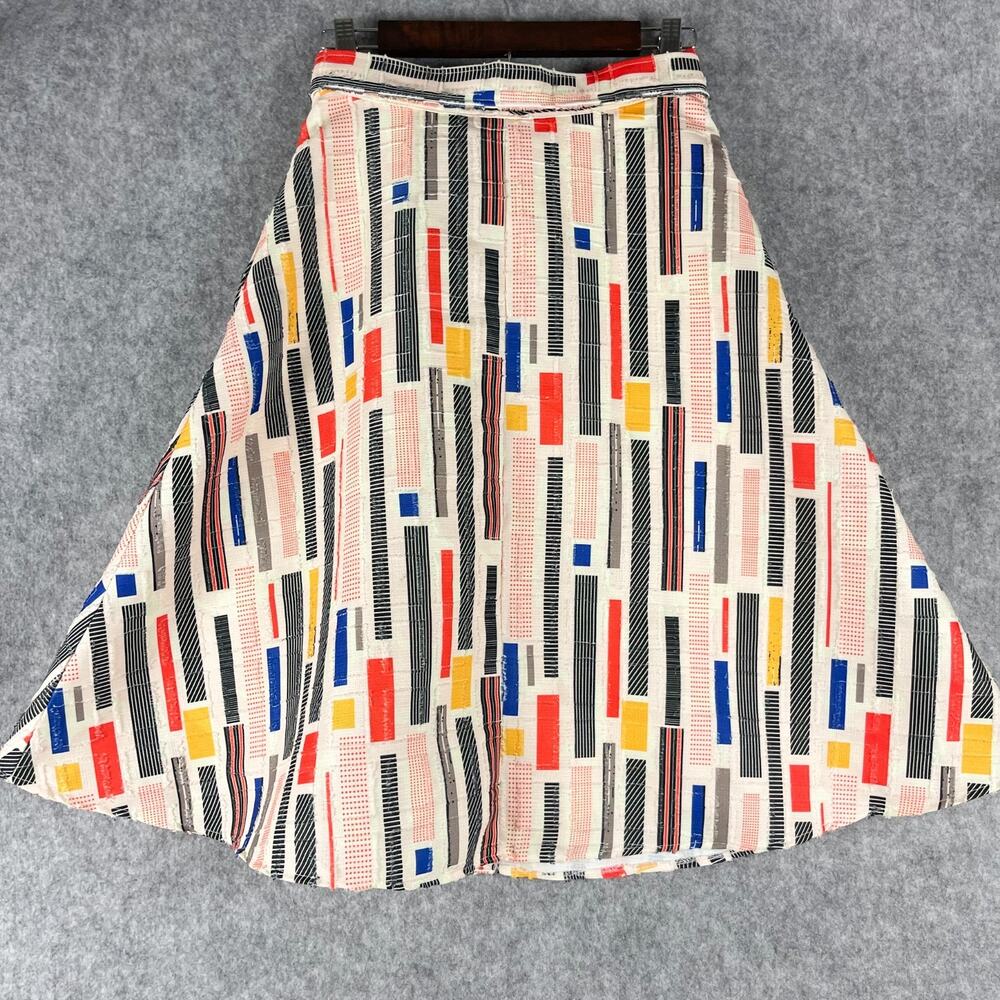 Anthropologie Hutch Willem Skirt Womens 2 A-Line Patchwork Retro 50s Midi Artsy - Picture 13 of 16
